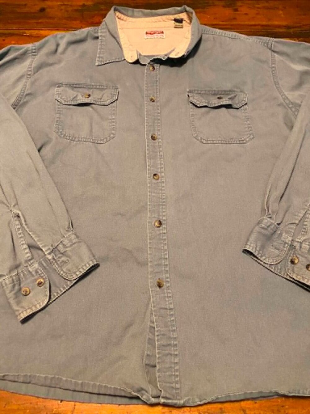 WRANGLER Men’s Button Front Long Sleeve Gray/Blue, Size 3XL